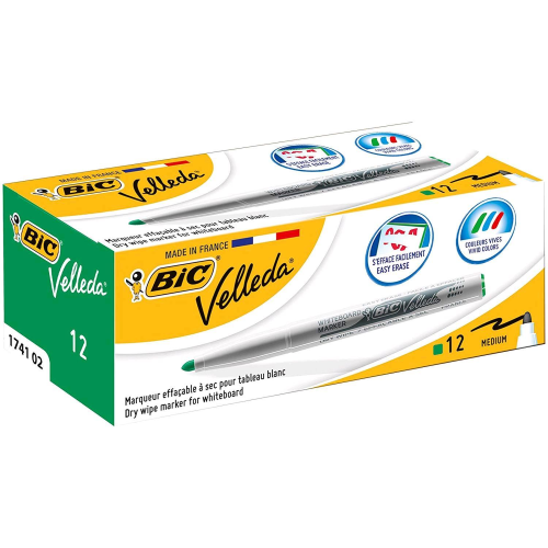 BIC VELLEDA ECO MARCATORE PER LAVAGNA VERDE PUNTA TONDA 1.40 mm CONF. 12 Pz.